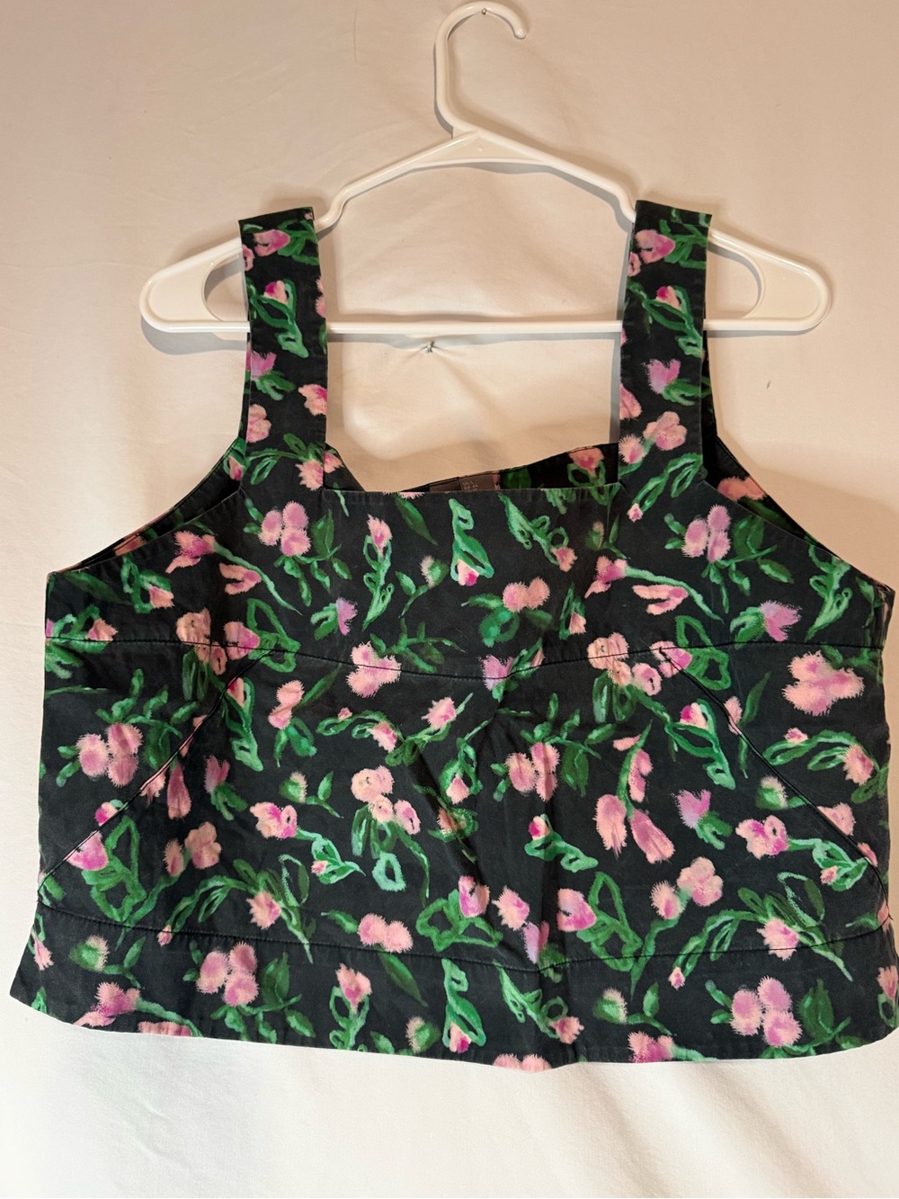 Sweaty Betty Womens 12 L Floral Crop Top Black Pink Square Neck SB606